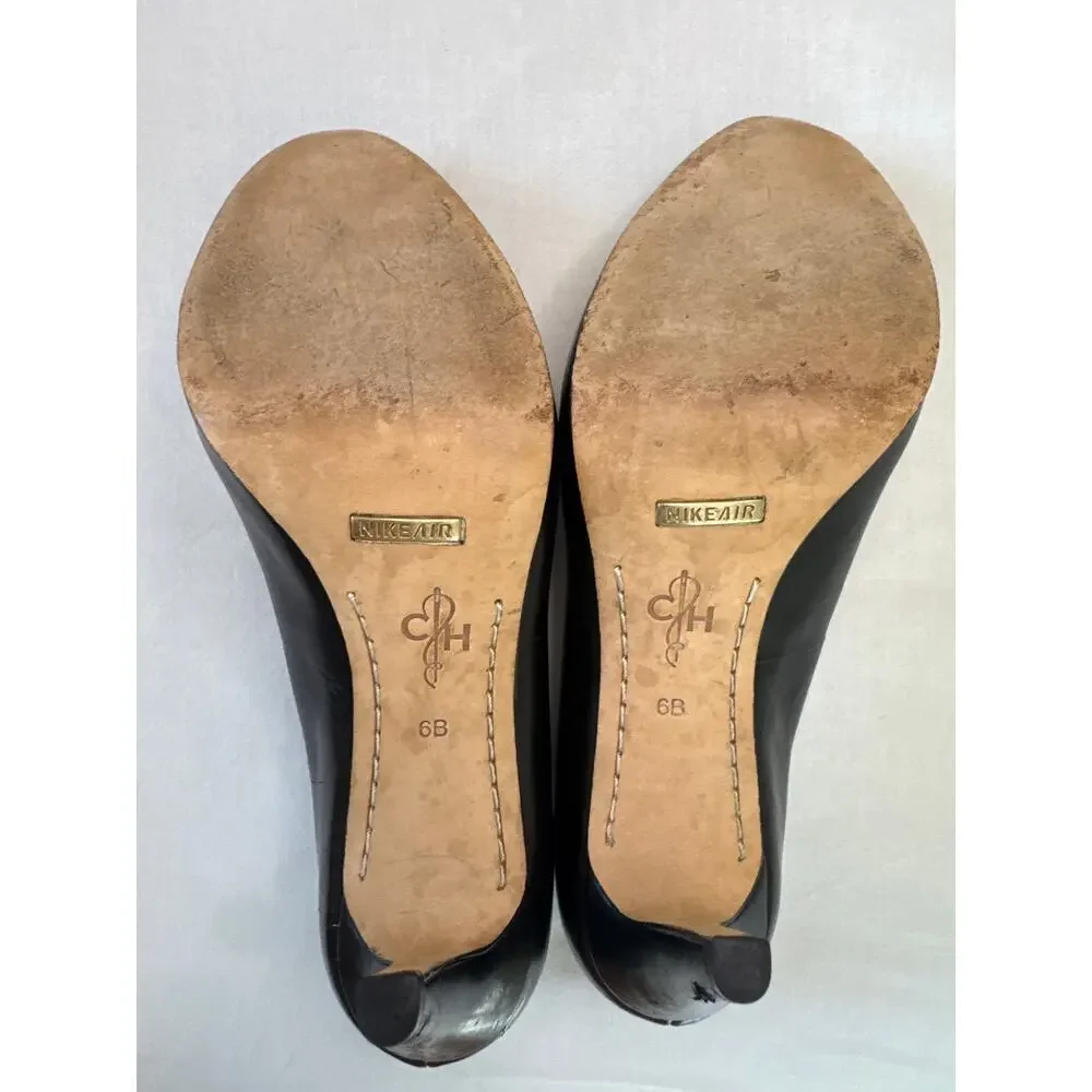 Cole Haan Women’s Violet NikeAir Black Leather High Heel Dress Moc Toe Size 6